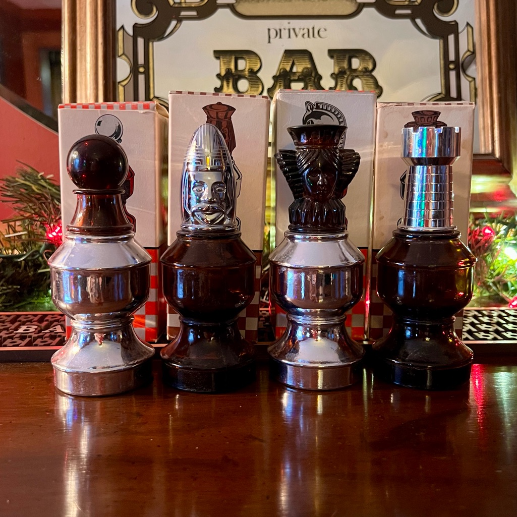 Vintage 70s Avon Chess Piece Aftershave Cologne Decanters